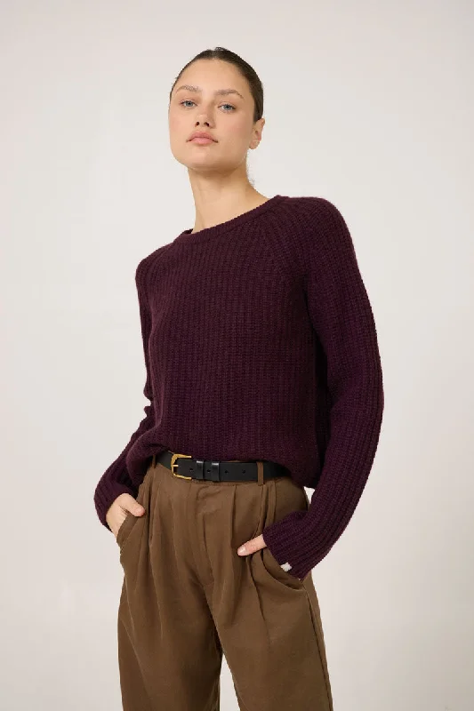 Blakely Rib Cashmere Pullover - Syrah Halter Neck Top