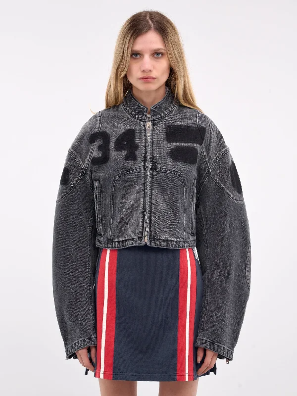 Denim Rider Jacket (BWYE003-DEN001-BLACK) Zippered Front Buttoned Front Snap Front