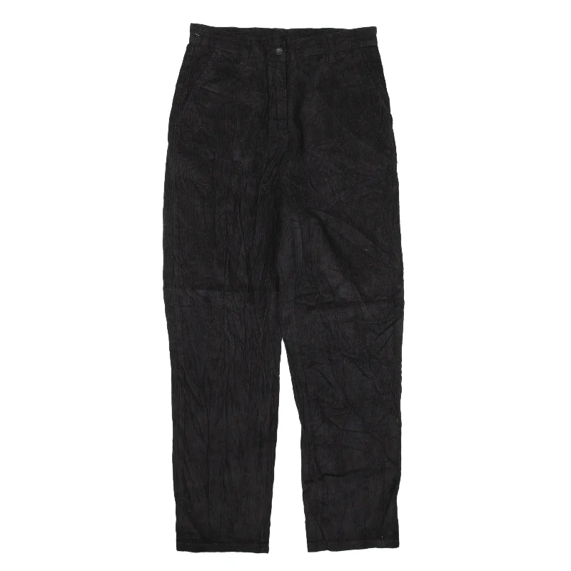 WOOLRICH Corduroy Trousers Black Regular Straight Womens W28 L29 Wide Leg Loose Fit Mid Waist