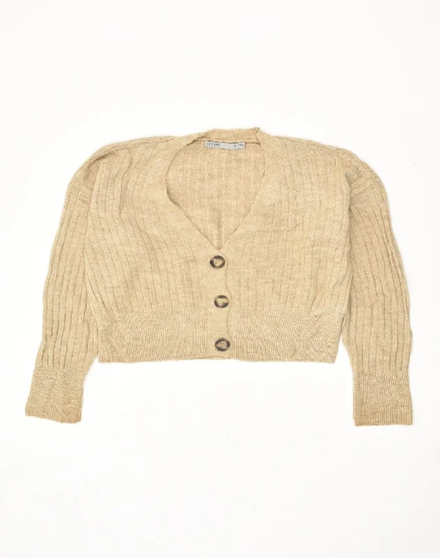 OASIS Womens Crop Cardigan Sweater UK 12 Medium Beige Acrylic Embroidered Appliqued Beaded OASIS Womens Crop Cardigan Sweater UK 12 Medium Beige Acrylic Embroidered Appliqued Beaded