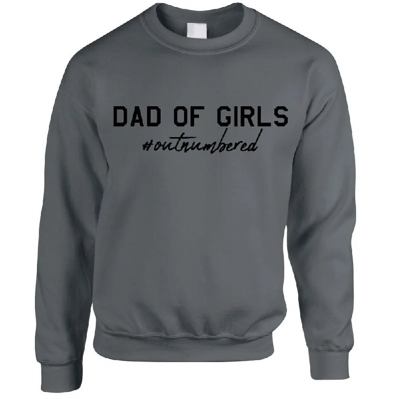 Dad Of Girls Outnumbered Sweatshirt (MRK X) Hoodie with Rhinestones Sparkly Elegant