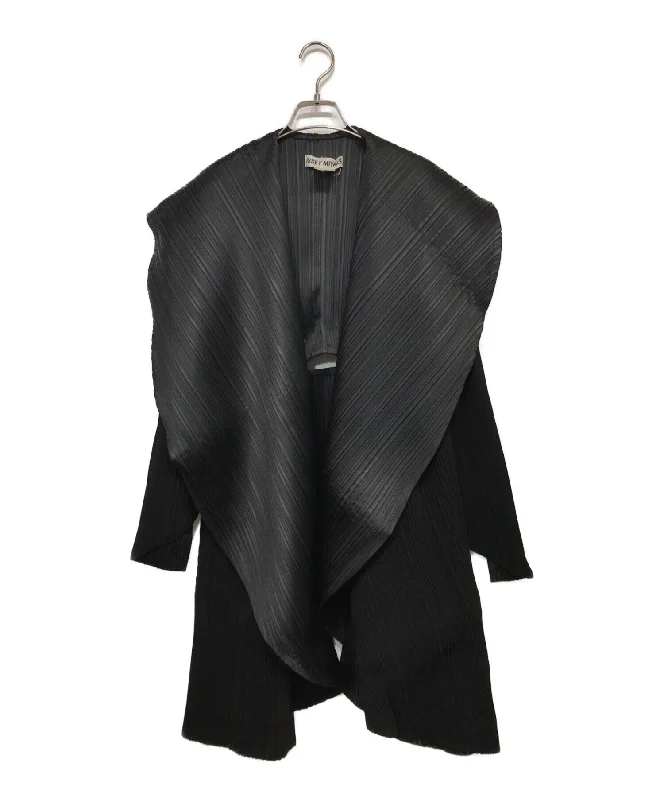 [Pre-owned] ISSEY MIYAKE Back Design Shawl Collar Pleated Cardigan JG34460 Front Pockets Side Pockets Patch Pockets