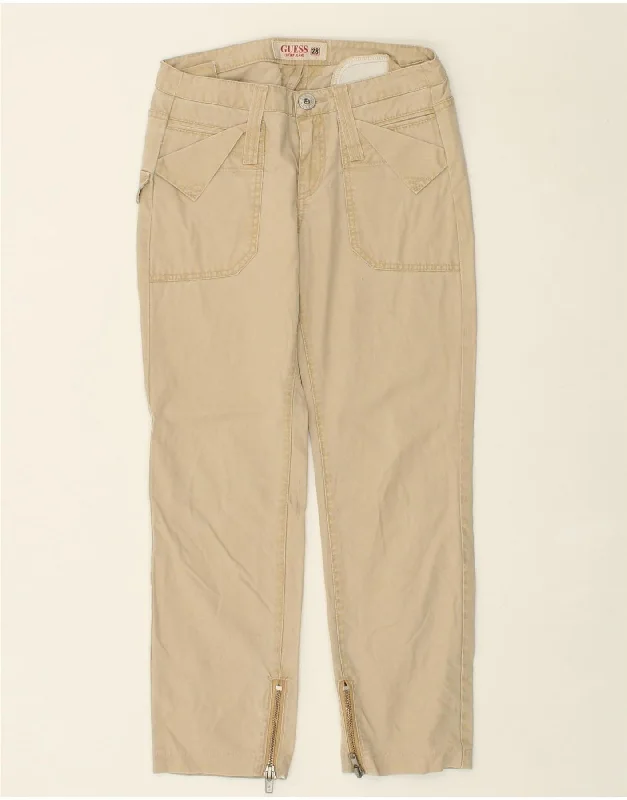 GUESS Womens Straight Chino Trousers W28 L26  Beige Trousers Vintage Classic