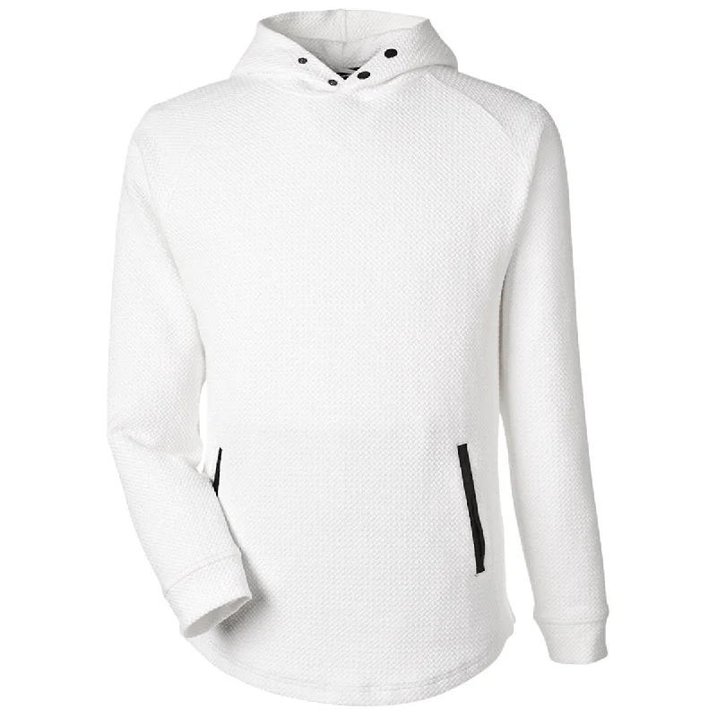 Swannies Golf Unisex White/Black Camden Hooded Pullover Asymmetrical Neck Pullover