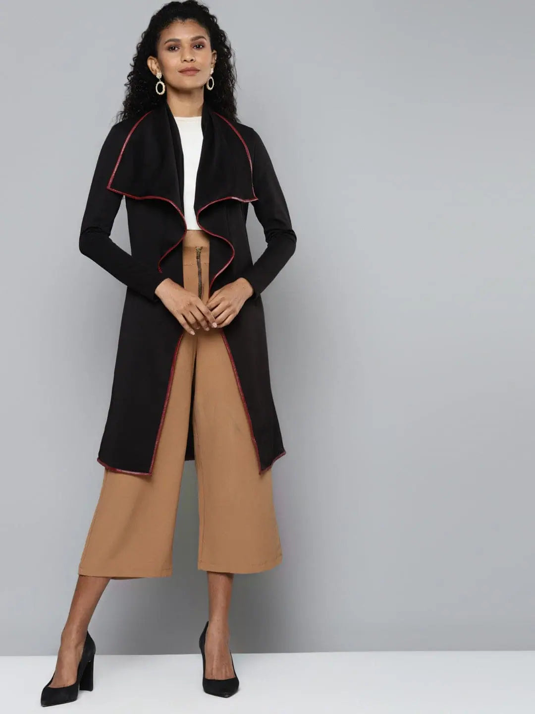 Women Solid Black Full Sleeve Jacket Corduroy Jacket Velvet Jacket Brocade Jacket