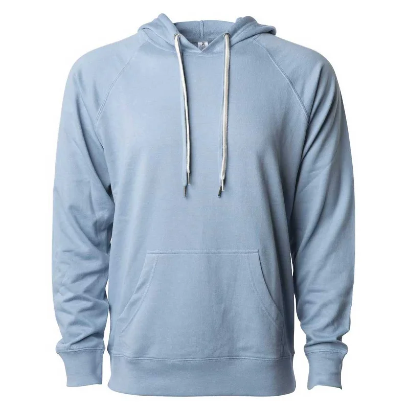 Independent Trading Co. Unisex Misty Blue Icon Lightweight Loopback Terry Hooded Pullover V-Neck Stylish Pullover