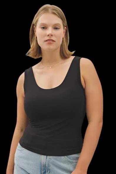 PLUS Scoop Neck Basic Essentials Tank charcoal tank top