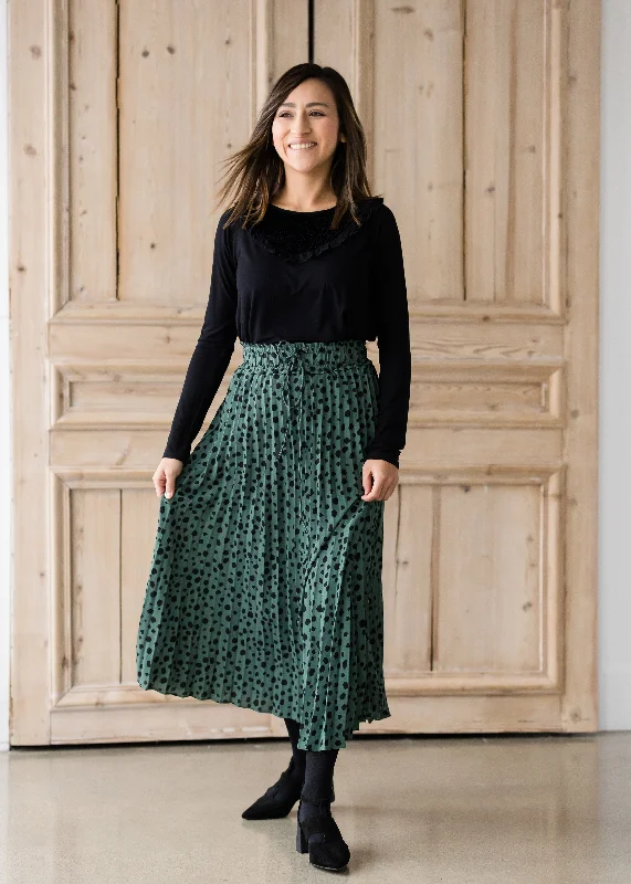 Olive Green Leopard Print Midi Skirt - FINAL SALE linen skirt airy