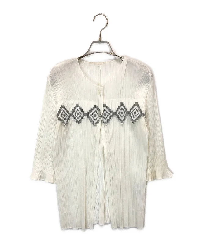 [Pre-owned] PLEATS PLEASE Patterned Pleated Cardigan PP96-J0636 Seamless Knitted Crochet