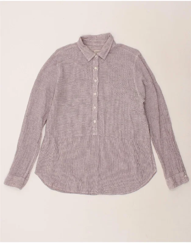 DACK'S Womens Pullover Shirt UK 18 XL Blue Pinstripe One Shoulder Top