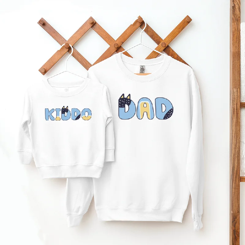 Puppy Dog - Dad and Kiddo Matching Sweatshirt Hoodie with Crew Neck Simple Timeless