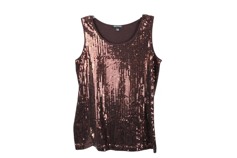 Notations Brown Sequined Tank | M ivory tank top