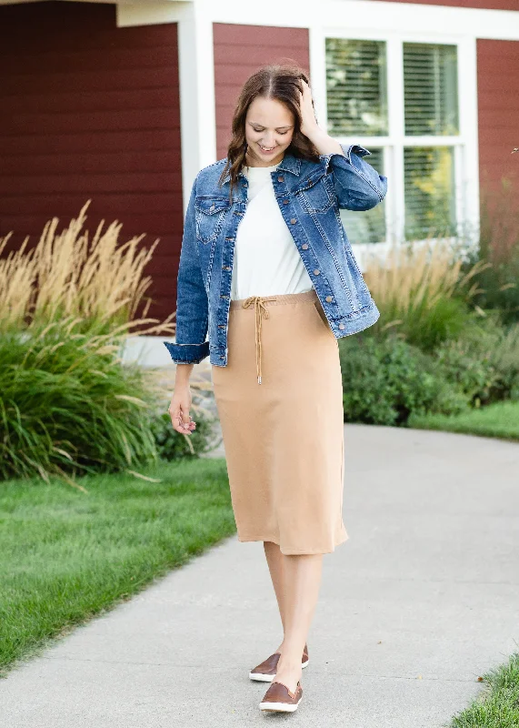 Leandra Mocha Knit Skirt - FINAL SALE midi skirt versatile