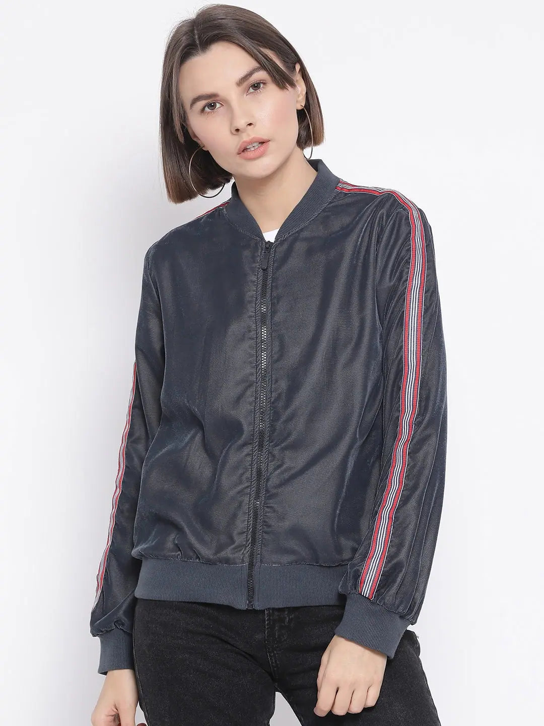 Women Printed Standard Grey Round Neck Full Sleeve Jacket Boat Neck Shawl Collar Notched Collar Women Printed Standard Grey Round Neck Full Sleeve Jacket Boat Neck Shawl Collar Notched Collar