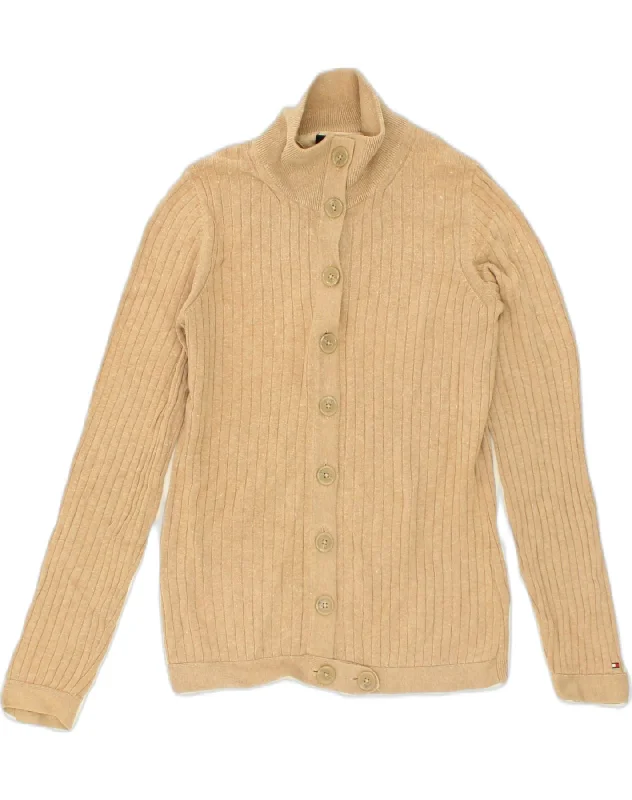 TOMMY HILFIGER Womens Cardigan Sweater UK 14 Large Beige Cotton Solid Color Striped Floral Print TOMMY HILFIGER Womens Cardigan Sweater UK 14 Large Beige Cotton Solid Color Striped Floral Print