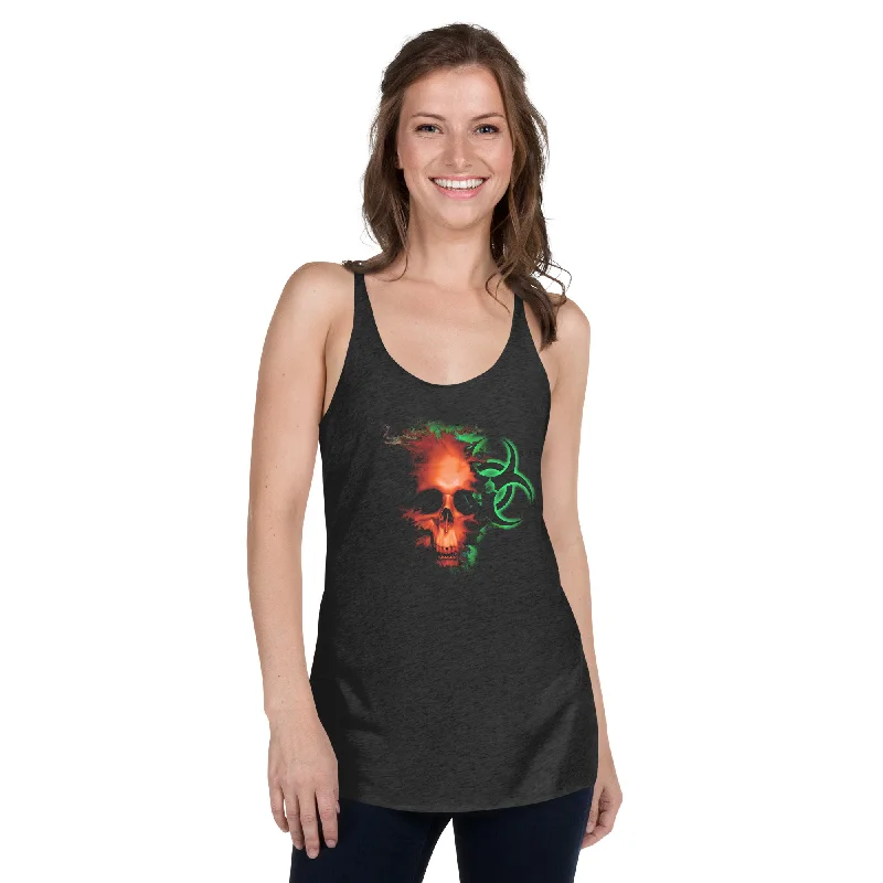 Radioactive Zombie Skull Bio Hazard Women's Racerback Tank Top Shirt boho tank top