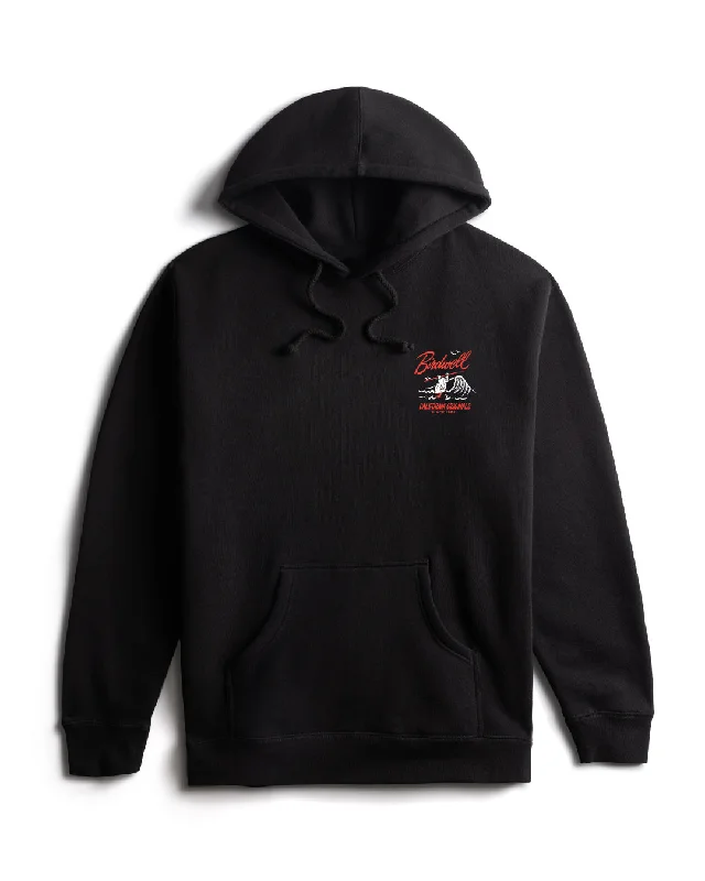 Drop In Hoodie - Black Hoodie with Hem Contrast Bold Stylish