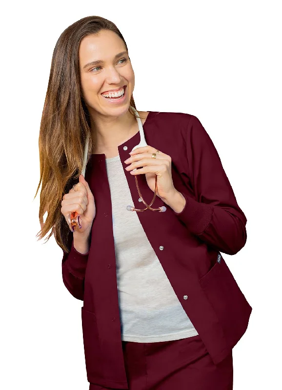Workwear Scrubs Jacket by Adar XXS-5XL /  BURGANDY Striped Jacket Polka Dot Jacket Floral Jacket