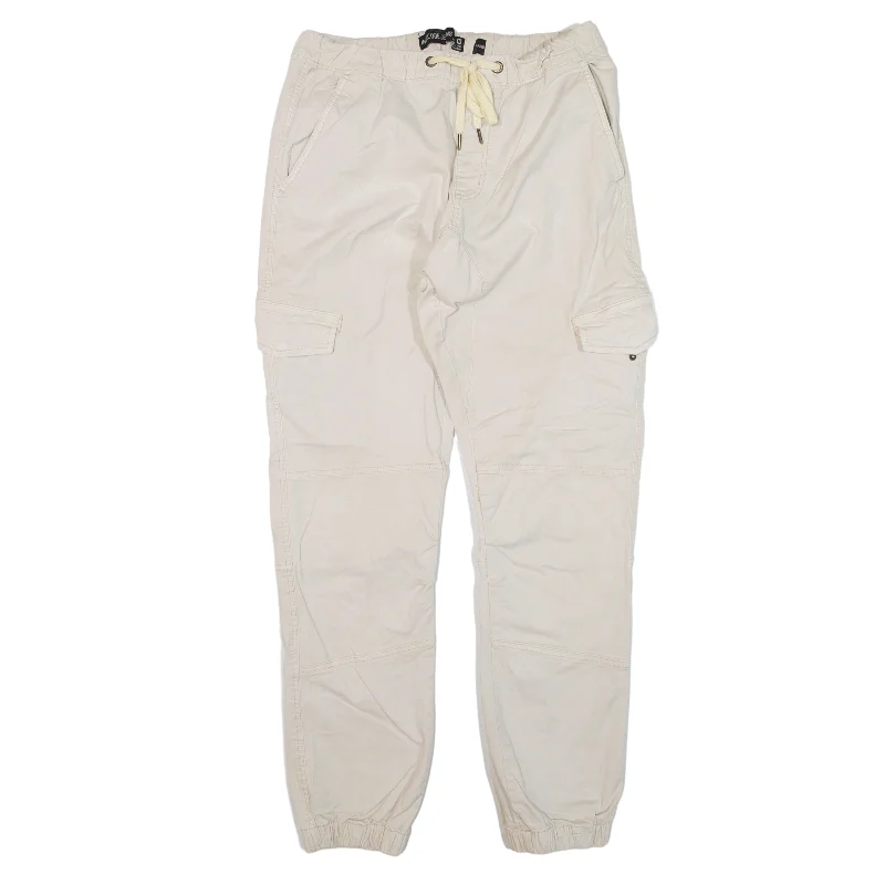 INDICODE JEANS Cargo Trousers Cream Regular Tapered Womens W29 L28 Trousers Hiking Durable