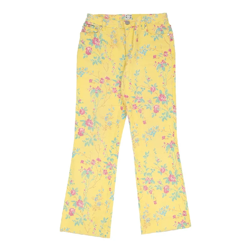 Cavalli Trousers - 28W UK 6 Yellow Cotton Trousers Low Rise Relaxed