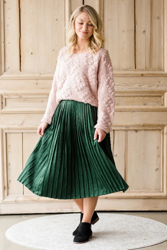 Pleated Velvet Midi Skirt - FINAL SALE silk skirt luxurious