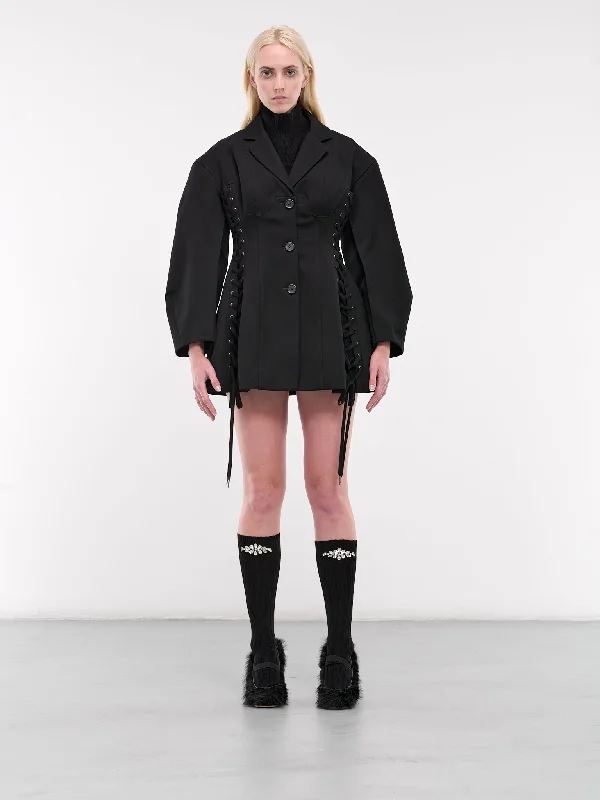 Puff Sculpted Corset Jacket (6109-0297-BLACK) Knit Jacket Woven Jacket Fleece Jacket Puff Sculpted Corset Jacket (6109-0297-BLACK) Knit Jacket Woven Jacket Fleece Jacket
