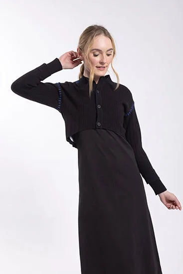 Concept Stitch Detail Ribbed Cardigan Transparent Opaque Sheer