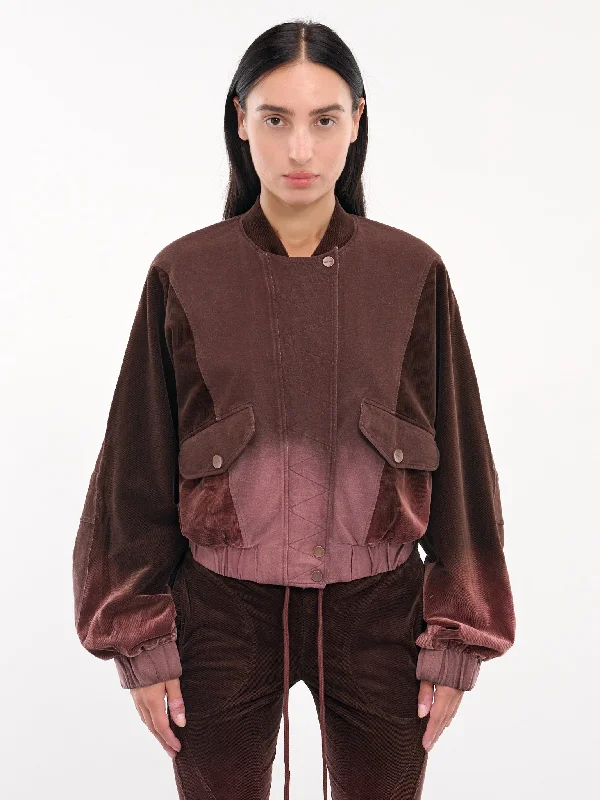 Washed Paneled Jacket (JK03C1BR440-COFFEE) A-Line Jacket Boat Neck Shawl Collar