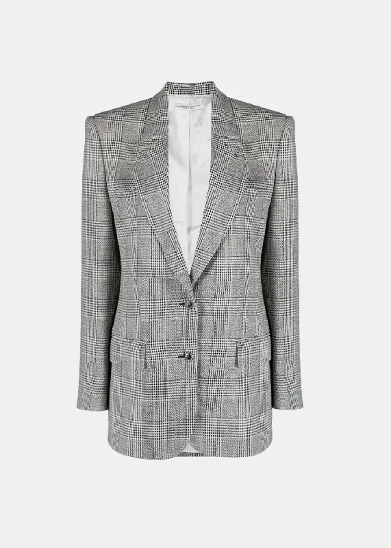 Grey Prince De Galles Oversized Jacket Striped Jacket Polka Dot Jacket Floral Jacket