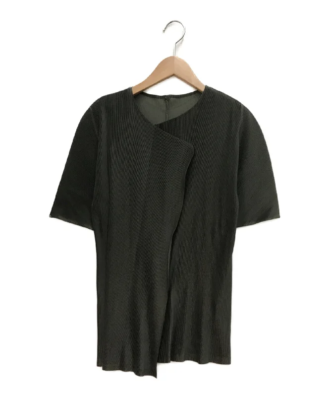 [Pre-owned] PLEATS PLEASE Short-sleeved pleated cardigan Pleated cut and sewn pleated blouse Solid Print Embellished