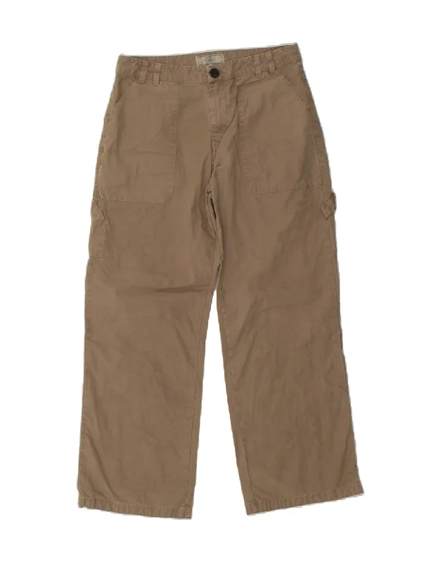 FAT FACE Womens Straight Cargo Trousers UK 12 Medium W30 L29 Brown Cropped Trousers Casual Linen