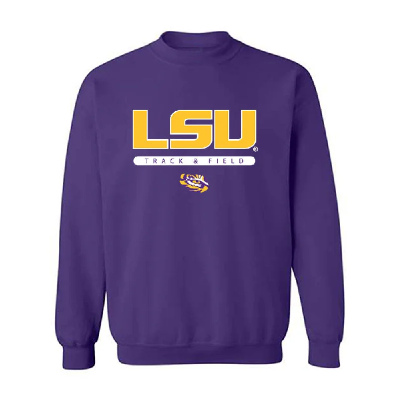 LSU - NCAA Women's Track & Field : Ella Onojuvwevwo - Classic Shersey Crewneck Sweatshirt Hoodie with Stripes Bold Sporty