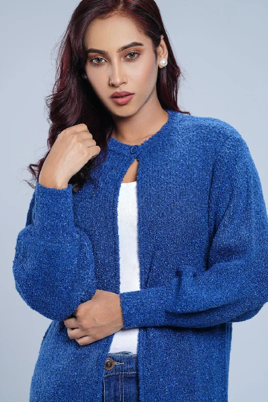 Mid-Length Luxe-Textured Cardigan Wool Fabric Cashmere Fabric Tweed Fabric