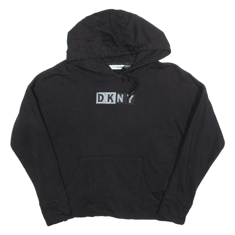 DKNY Relaxed Fit Hoodie Black Pullover Womens XS Saggy Sleeve Comfort