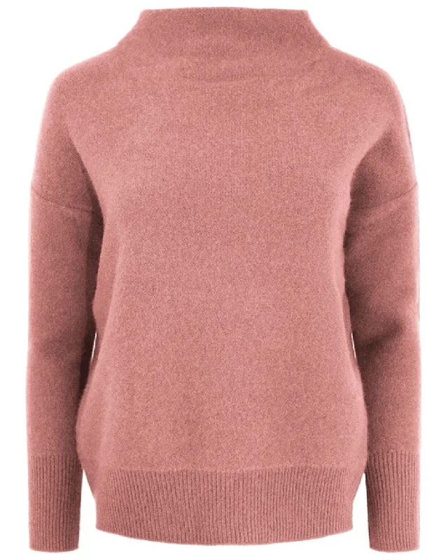 Vintage Rose Boiled Funnel Neck Pullover Square Neck Pullover