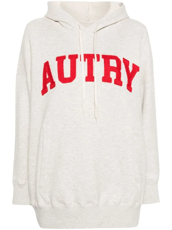 logo-embroidered mélange hoodie Hoodie with Pocket Utility Practical