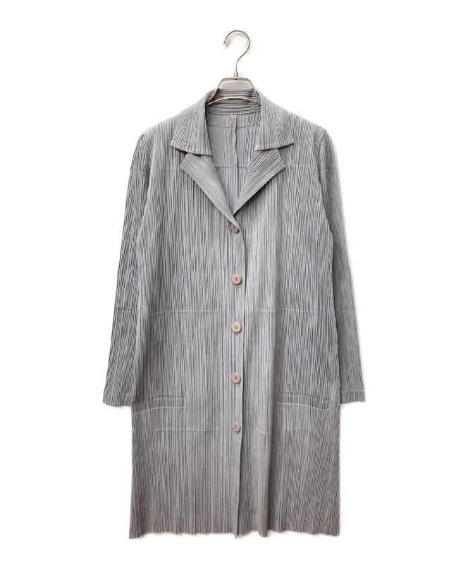 [Pre-owned] PLEATS PLEASE long cardigan PP31-EN522 Herringbone Houndstooth Plaid