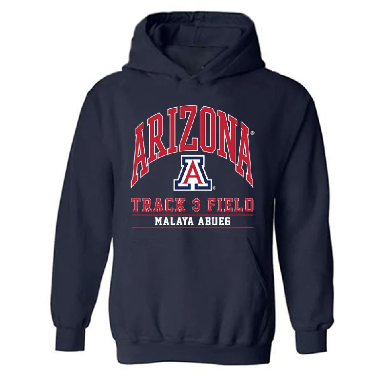 Arizona - NCAA Women's Track & Field : Malaya Abueg - Classic Fashion Shersey Hooded Sweatshirt Hoodie with V-Neck Classic Versatile