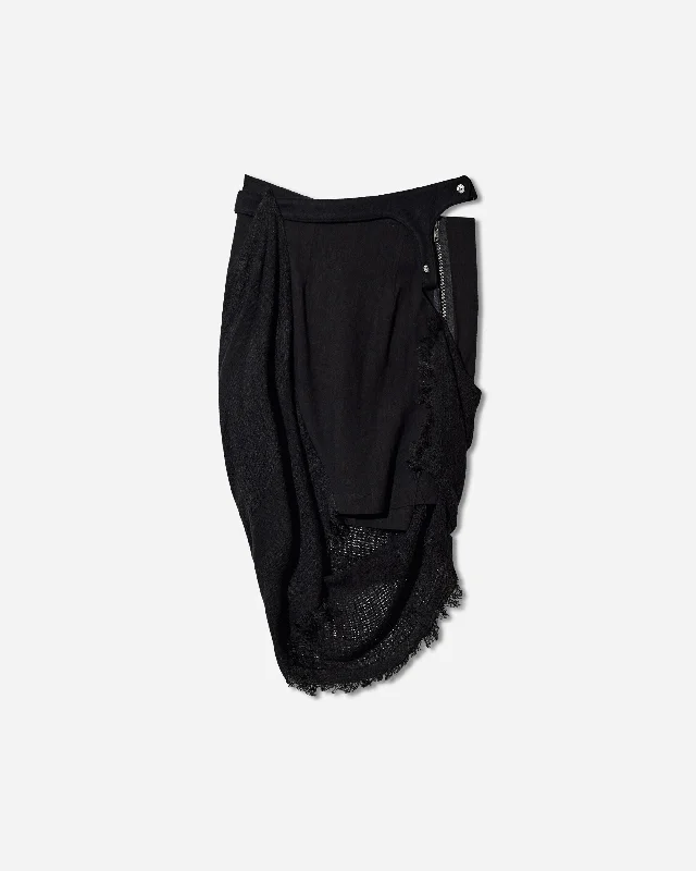 Women's Fringed Skirt Black velvet skirt glossy