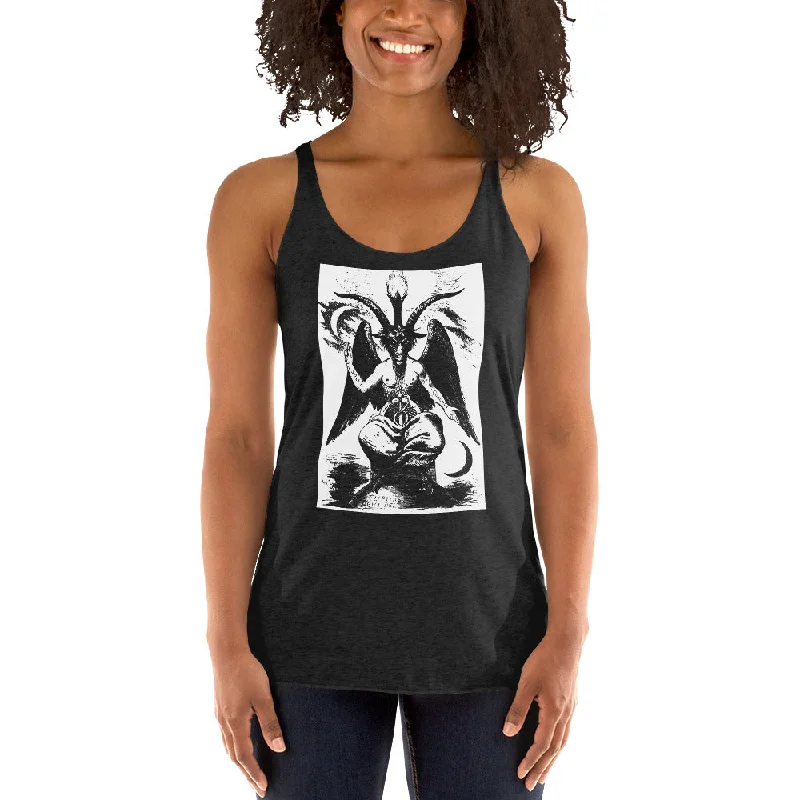 Original Baphomet Éliphas Lévi Drawing Women's Racerback Tank Top Shirt White Print stylish tank top