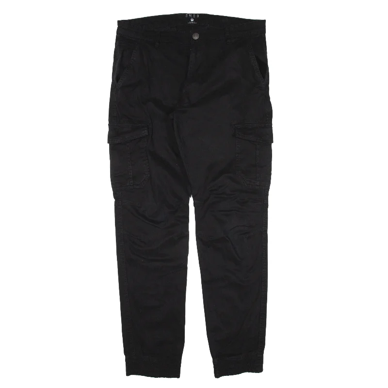 SMOG Cargo Trousers Black Regular Tapered Womens W36 L32 Trousers Ceremony Elegant