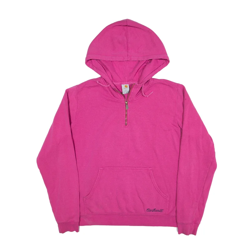 CARHARTT 1/4 Zip Hoodie Pink Pullover Womens 2XL Crew Neck Wool