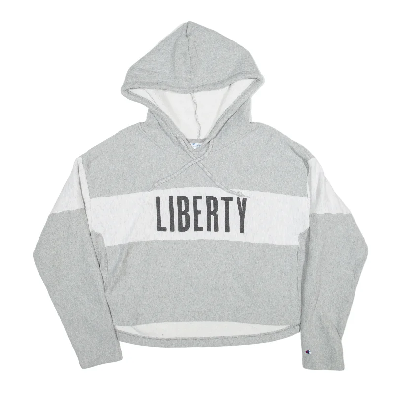 CHAMPION Liberty Hoodie Grey Pullover Womens L Ruffle Sleeve Feminine