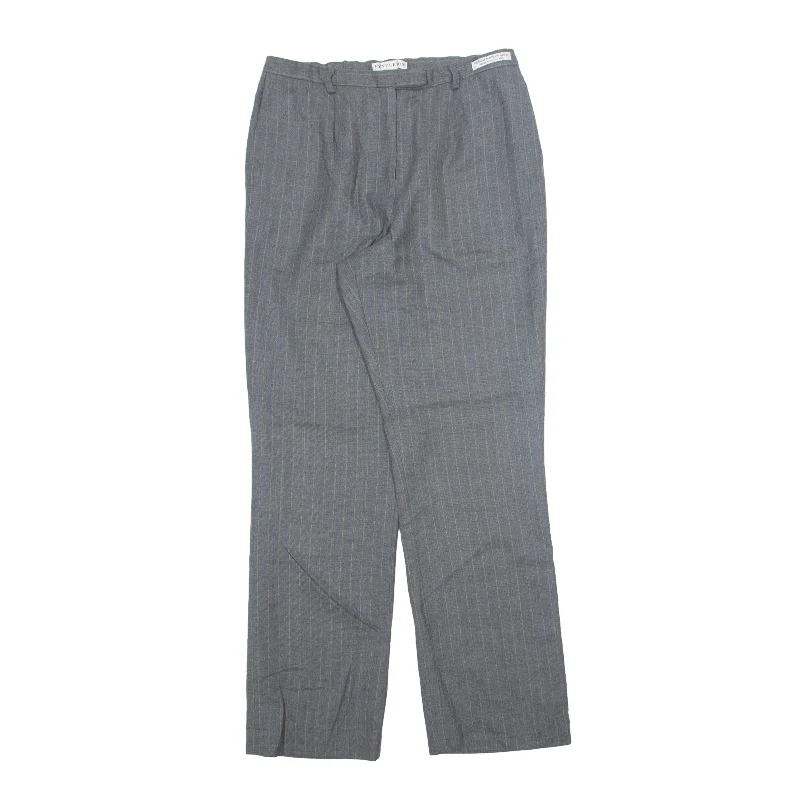 PENDLETON Striped Pleated Chino Trousers Grey Relaxed Straight Wool Womens W30 L30 Trousers chic fashionable