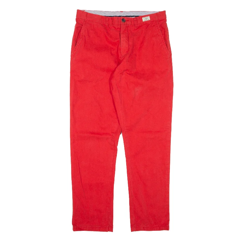 TOMMY HILFIGER Mercer Chino Trousers Red Regular Straight Womens W32 L30 Trousers Palazzo Wide Leg