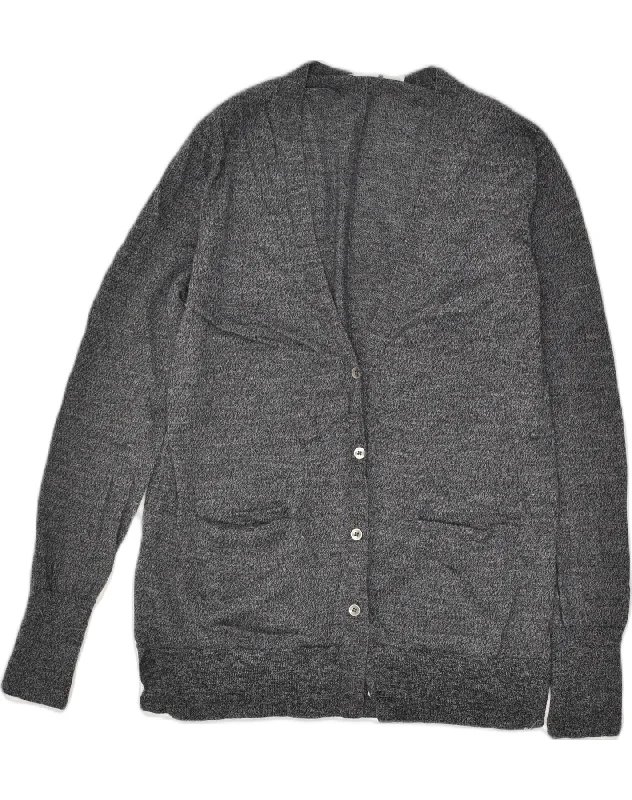 GAP Womens Cardigan Sweater UK 12 Medium Grey Merino Wool Elegant Classic Vintage