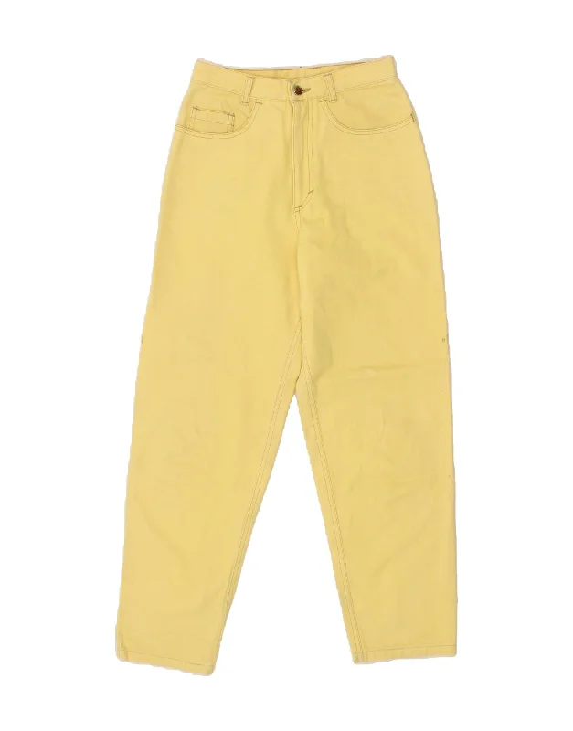 VINTAGE Womens Tapered Casual Trousers W28 L27  Yellow Cotton Trousers Polka Dot Cute