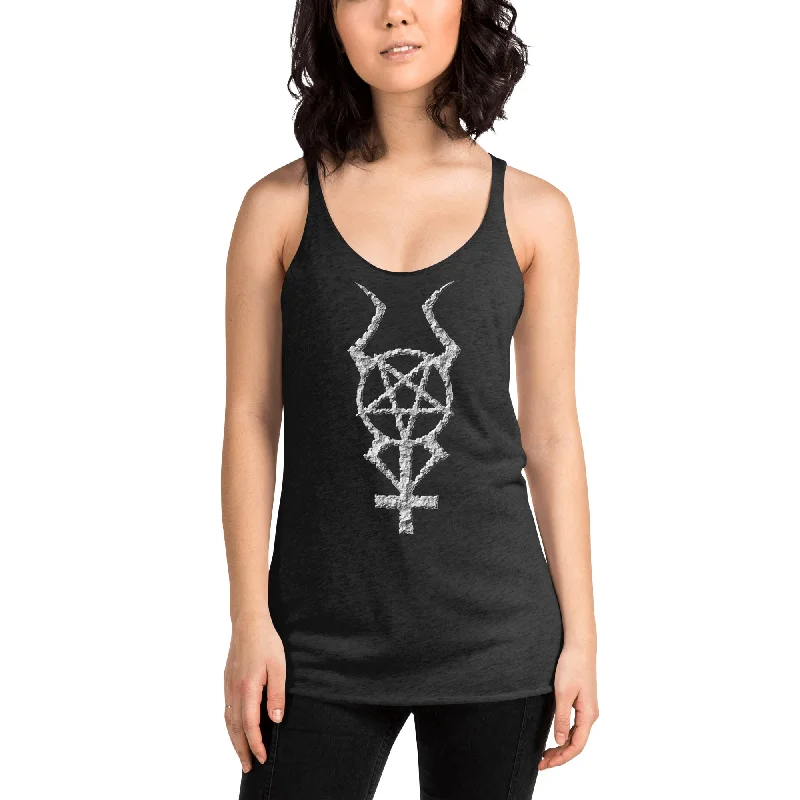 Ancient Stone Horned Pentacross Pentagram Cross Women's Racerback Tank Top Shirt print tank top