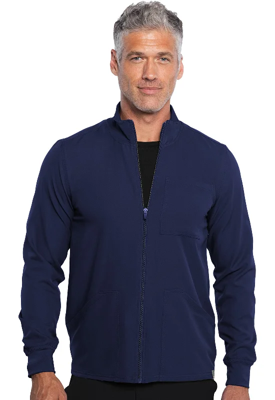 Men's Zip Front Jacket By Medcouture  XXS-3XL  / Navy Nylon Fabric Polyester Fabric Spandex Fabric