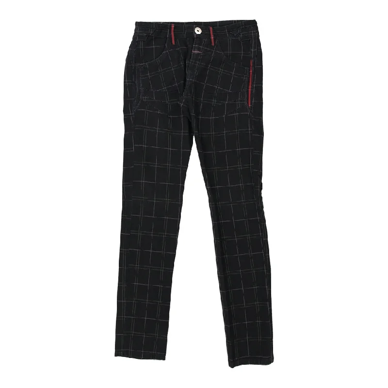 Marithé Francois Girbaud Checked Trousers - 30W UK 8 Black Cotton Trousers fashionable trendy